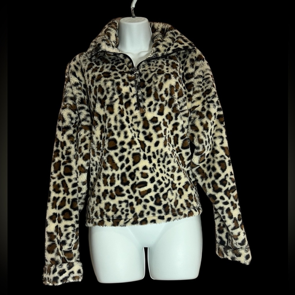 Avery Rayne Leopard Print Faux Fur Jacket SIze L